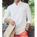 Áo Sơ Mi Nam Linen TBC Dài Tay Cổ Trụ - 2049