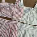 Set Váy Áo Croptop Linen F21 Sọc Dọc Nút Một Bên-0658