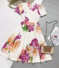 Đầm C-K Dáng Xòe Có Túi In Bông - 2960