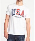 Áo Thun Nam Cotton Old Navy Trắng In Chữ USA - 0893