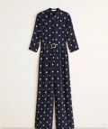 Jumpsuit MNG Xanh Navy Chấm Bi Thắt Eo Tay Lỡ-0742