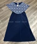 Đầm Thun Maxi Hai Lớp Xanh Navy In Họa Tiết Thổ Cẩm - 0767