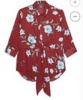 Áo Voan Cát Primark Đỏ Đô In Hoa Dây Cột Eo - 0539