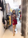 Áo Croptop Voan Blashe Dài Tay Bo Eo Màu Xanh Dương Trắng Hoa Văn - Size S - 2064