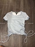 Áo Croptop F21 Bèo Line Cột Nơ Hai Bên Chấm Bi Nhuyễn - 3196