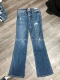 Quần Jeans Rách Gối Ống Suông Lai Chỉ SNEAKPEEK Xanh Trung - 0733
