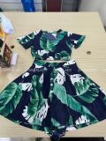 Set Đầm Gỉa Váy LOVE J Đen In Lá Xanh - 3219