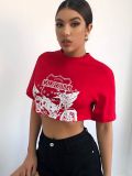 Áo Croptop F21 Thun Cotton 4 Chiều Đỏ In CALIFORNIA 46-55kg - 3368