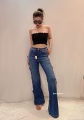 Quần Jeans Ống Loe SPEAKPEEK Nút Sắt Jeans Co Dãn - 3553