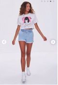 Áo Croptop F21 Lai Sóng In Cô Gái - 3585