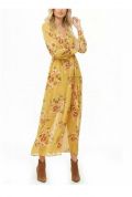 Đầm Maxi F21 Conterwporary Hoa Vàng Form Tay Dài