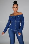 Áo Jeans Tay Dài Bệt Vai Iris - 3241