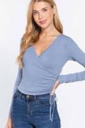 Áo Croptop ACTIVE USA Tay Dài Chéo Rút Dây Hông - 3403