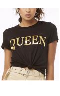 Áo Thun Đen F21 Cotton 4 Chiều in Queen