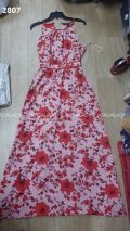 Đầm Yếm Maxi Still Cát F21 Bo Eo Bông Đỏ - 2807