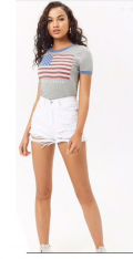 Áo Forever21 xám in cờ Mỹ USA