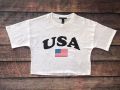 ​Áo Thun Croptop F21 Trắng In Chữ USA - 0822