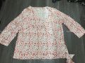Áo Kiểu Bông Đỏ Cotton Cổ Tim Nút Xéo Thắt Nơ Bông - 3194