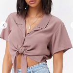 Áo Tôn F21 Cột Nơ Eo Tay Ngắn