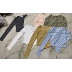 Áo Croptop Double Zero Cổ V Tay Dài - 3179