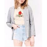​Áo Thun Cotton F21 Màu Kem In Hình Bông Hồng - 0891 ​