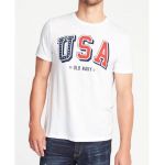Áo Thun Nam Cotton Old Navy Trắng In Chữ USA - 0893