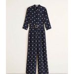 Jumpsuit MNG Xanh Navy Chấm Bi Thắt Eo Tay Lỡ-0742