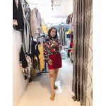 Áo Croptop Voan Blashe Dài Tay Bo Eo Màu Xanh Dương Trắng Hoa Văn - Size S - 2064