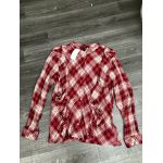 Áo Sơmi Vehret Sọc Caro Đỏ Cổ Trụ Vai Bèo - Size M - 2279