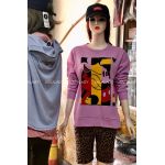 Áo Thun F21 Cotton Da Cá Dài Tay Tím In Hình Mickey - 2774A