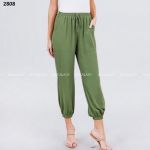 Quần Jogger Thun Green Envelopes Rêu Không Dây Rút - 2808