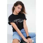 Áo Croptop F21 Cotton Lụa Đen In Chữ - 3325