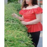 Áo Still Hautemonde Bigsize Đỏ Trễ Vai Cột Nơ Eo - Size 3X - 0976