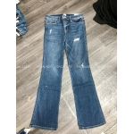 Quần Jeans Rách Gối Ống Suông Lai Chỉ SNEAKPEEK Xanh Trung - 0733