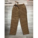 Quần Tây Mỏng MINE Caro Nâu Đen Có Dây Thắt Nơ - 2225