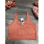 [SALE] Áo Croptop Ba Lỗ FREE PEOPLE Cam Gạch Thun Rayon Gân lỗi sượt vải