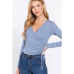 Áo Croptop ACTIVE USA Tay Dài Chéo Rút Dây Hông - 3403