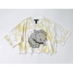 Áo Croptop F21 Vải Loang Cotton 4 Chiều In Hình Chú Voi - 3335