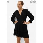 Đầm MNG Đen Thun Cát Mịn Cổ Y Tay Dài Bèo Tầng (Lỗi gắn nhầm tag size) - 3338