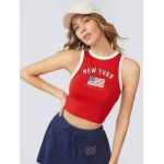 Áo Croptop F21 Đỏ In Cờ Mỹ - 3630