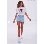 Áo Croptop F21 Lai Sóng In Cô Gái - 3585