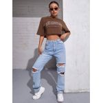 Áo Croptop F21 Lai Sóng Màu Chocolate - 3532