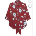Áo Voan Cát Primark Đỏ Đô In Hoa Dây Cột Eo - 0539