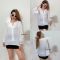 Áo Linen COUNTERPARTS Cổ V Phối Ren Dây Búp - 3841