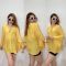 Áo Linen COUNTERPARTS Cổ V Phối Ren Dây Khóa Vàng - 3840