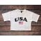 ​Áo Thun Croptop F21 Trắng In Chữ USA - 0822